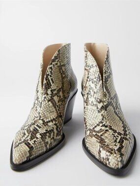 Zara Snakeskin Western Boots